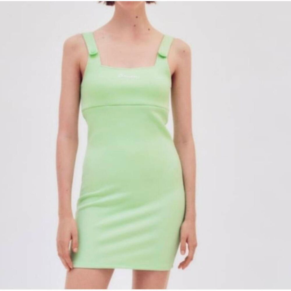 Zara X Lotto light green square neck tank overall mini dress womens L